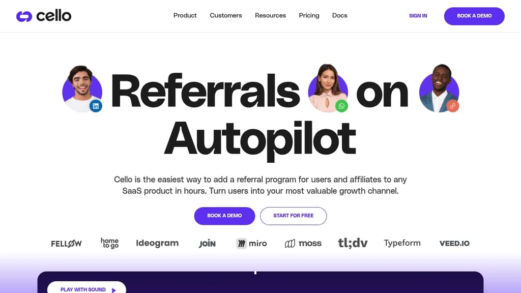 Screenshot of Cello website