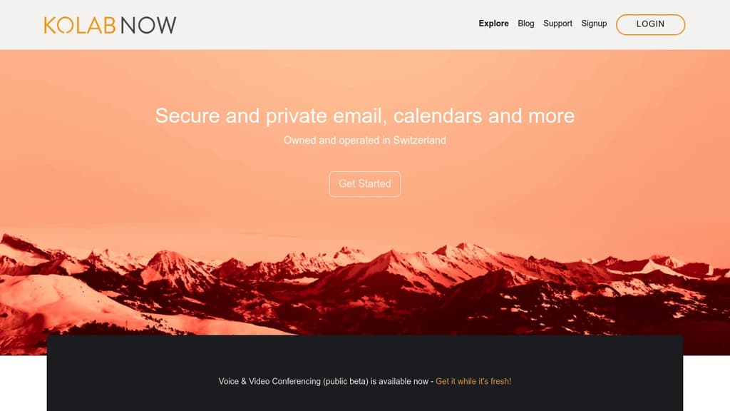 Screenshot of Kolab Now website