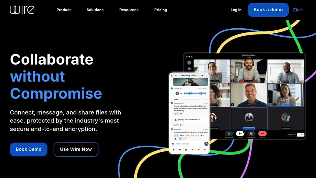 Screenshot of Wire website